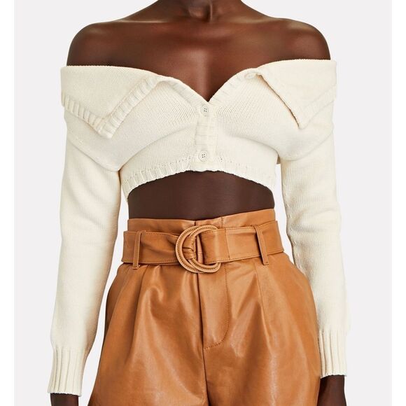 PHILOSOPHY DI LORENZO SERAFINI Off-The-Shoulder Cropped Cardigan - Picture 2 of 7